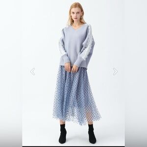 Chicwish Blue Polka Dot Skirt sz-s